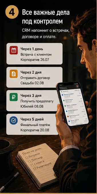 Сценарий ArtistCRM для фокусника, шаг 4
